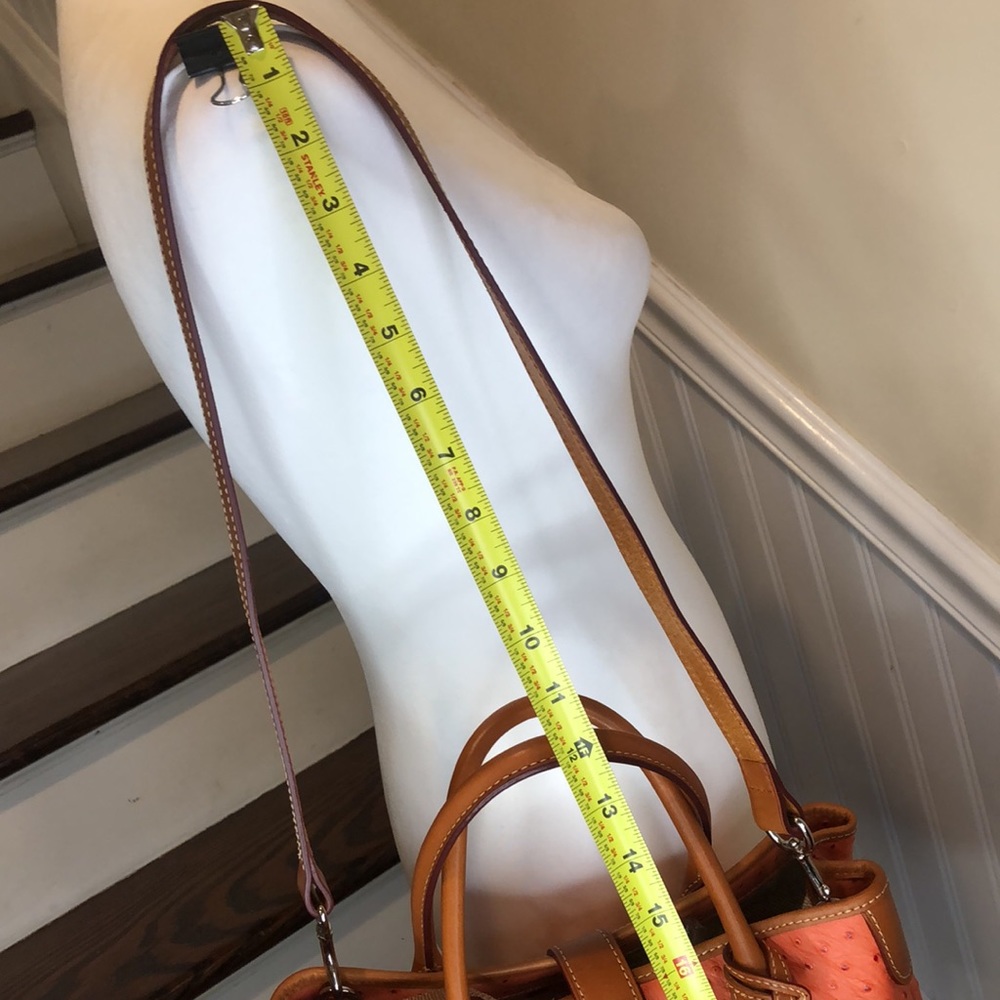 DOONEY & BOURKE Orange Ostrich Print Leather Crossbody Shoulder Laptop Bag NWOT - Picture 6 of 16